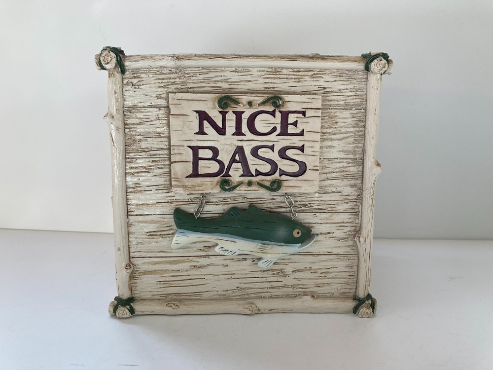 Nice Bass facial tissue holder box cabin lodge décor fish fishing fisherman tree