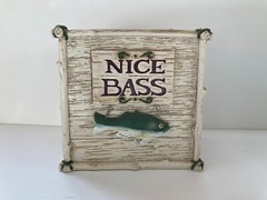 Nice Bass facial tissue holder box cabin lodge décor fish fishing fisherman tree