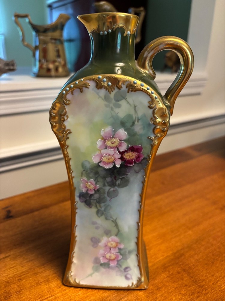 9.25″ Limoges Hand Painted Ewer