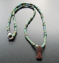 NILE Ancient Egyptian Djed Amulet Mummy Bead Necklace ca 600 BC