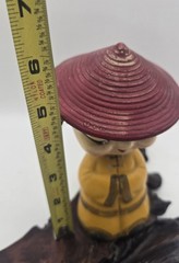 Vintage 1950’s CDGC Asian Female Bobblehead Red Hat Yellow Cloting Japan *read