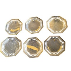 Vintage Greek Mythology Relief Plaques Set Of 6 Octagonal Brass Wall Decor