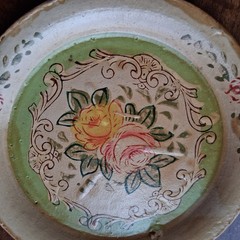 Japan 1940s Hand Painted Occupied Japan Green Pink Roses Small Plates Coasters