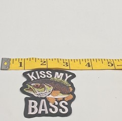 Kiss My Bass Fishing Patch Set of 2 Embroidered Iron On Funny Novelty Angler