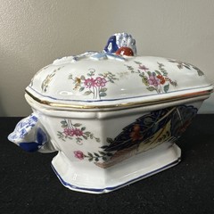 VTG 1970’s BOHO CHIC COVERED TOBACCO LEAF DISH~BY SEYMOUR MANN FINE CHINA~RARE