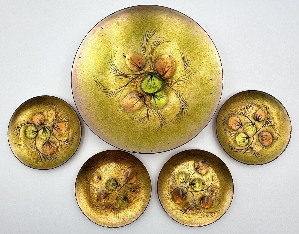Vintage California Cloisonne by Landau & Associates Plates Enamel on Copper