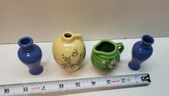 Lot of 4 Vintage Miniature Pots Pitcher hand painted Made in USA