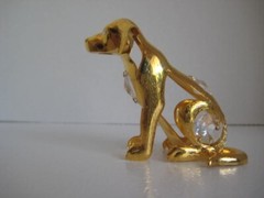 KG & Co. Gold Plated Yellow Lab Dog Swarvoski Crystals 3 in.