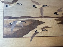 Vintage Creative Woods NY “Ducks In Flight Scene” Marquetry Artwork
