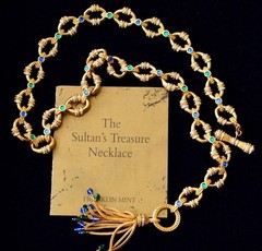 Vintage 22K Gold Sultans Treasure Necklace by Shakira Caine w/ Over 750 Crystals
