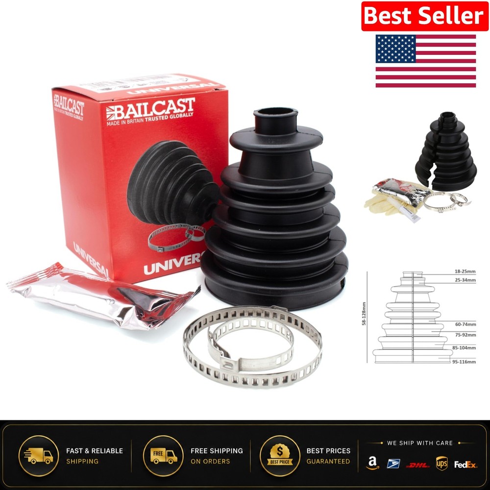 High-Quality Black CV Joint Gaiter Boot Kit – Universal Fit Shaft: 18-34mm