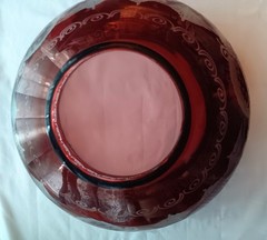 EGERMANN DEER & CASTLE RED CLASSIC CRYSTAL BOWL