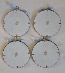 4 Antique FM Limoges France Cherubs Angels On Porcelain Medallion Transferware