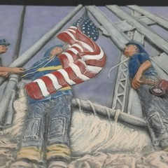 Commemorative 9/11 “Raising the Flag at Ground Zero” 3D Relief Plaque Wall Decor