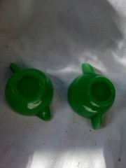 1930’s AKRO AGATE GLASS TOY Creamer Sugar JADE GREEN JADEITE JADITE