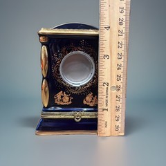 Imperial Limoges France Cobalt Blue Porcelain Miniature Clock 22K Base Only