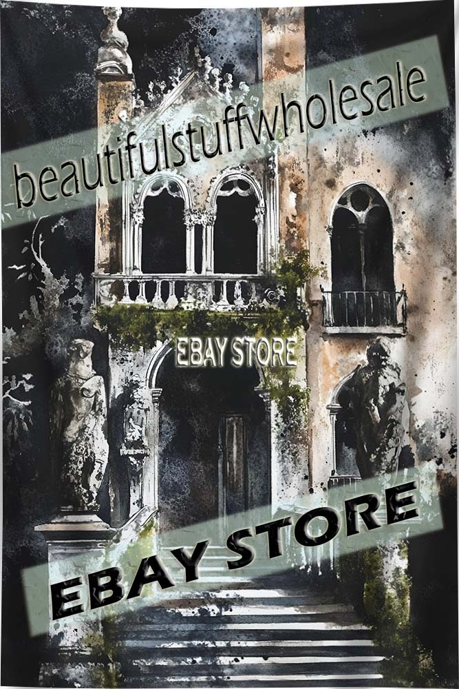 Gothic Gate Wall Hanging Tapestry Haunted Fantasy 39X59 in
