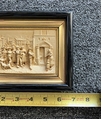 Vintage French Floralix Detailed Relief Framed Wall Decor Market Scene