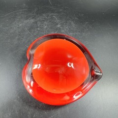 Hand Blown Red Heart Glass Paperweight Figurine Cased Heavy Glass Figure VTG