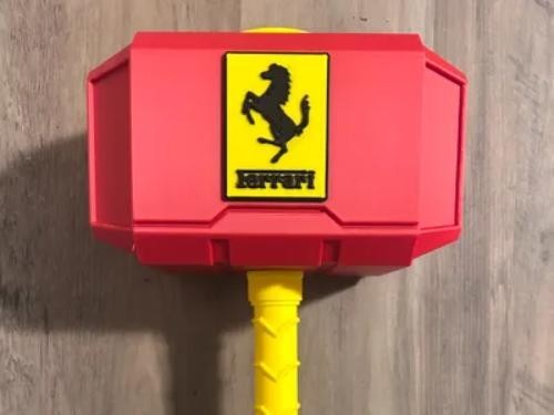 Car Ferrari themed Mjolnir Thor’s Hammer