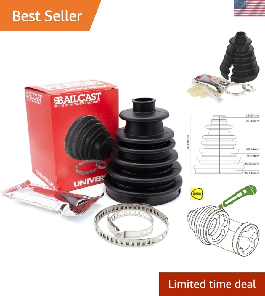 Durable Split CV Joint Gaiter Boot Replacement Kit for Most Vehicles – Black