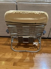 1970s Vintage Aluminum Vinyl PVC Folding Lawn Chair White And Brown