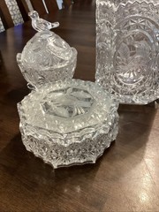3 Set VTG HOFBAUER BYRDES Crystal Trinket Boxes Bird, W. Germany Mid-late 1900s