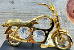 KG & C GOLD-PLATED MOTORCYCLE “CLEAR SWAROVSKI CRYSTAL” ORNAMENT/FIGURINE-W/TAG
