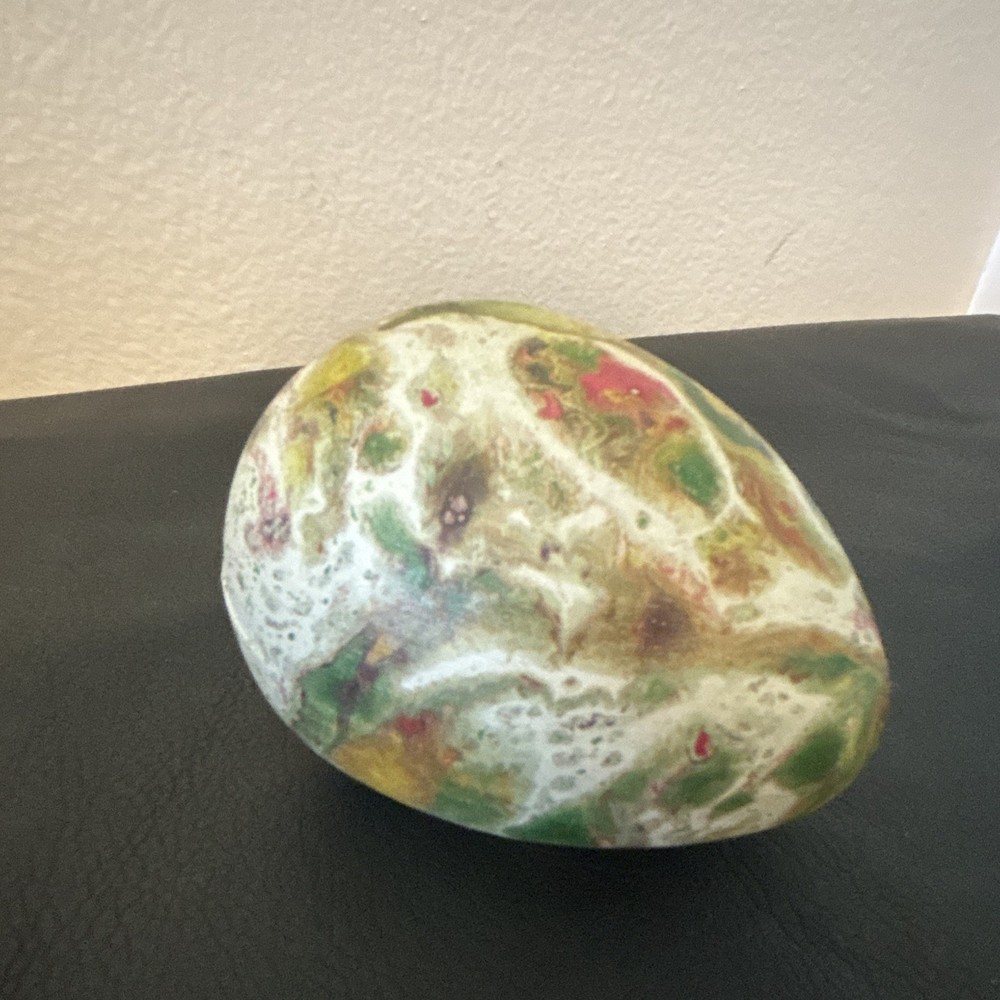 Ocean Jasper Polished Multicolor Swirl Art Decorative Egg