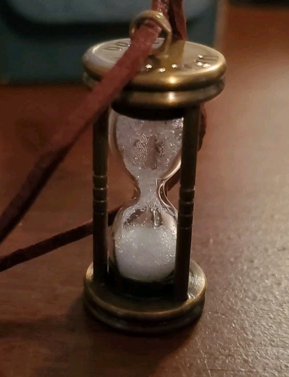 UFDC 2000 Brass Hourglass 1.5 Inch Leather Necklace