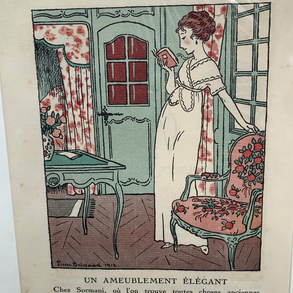 Pierre Brissard Antique La Gazette du Bon Ton “Un Ameublement Elegant” 1912 Fash