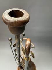 Welded Copper Metal Decorative Trumpet Folk Art 18”