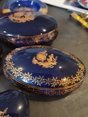 Limoges Castel French Porcelain Blue & gold Collection 10 Piece Set Miniature