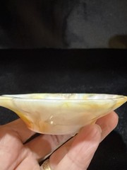 4-AKRO AGATE SLAG GLASS CLAM SHELL TRINKET DISHES IN FOUR DIFFERENT COLORS