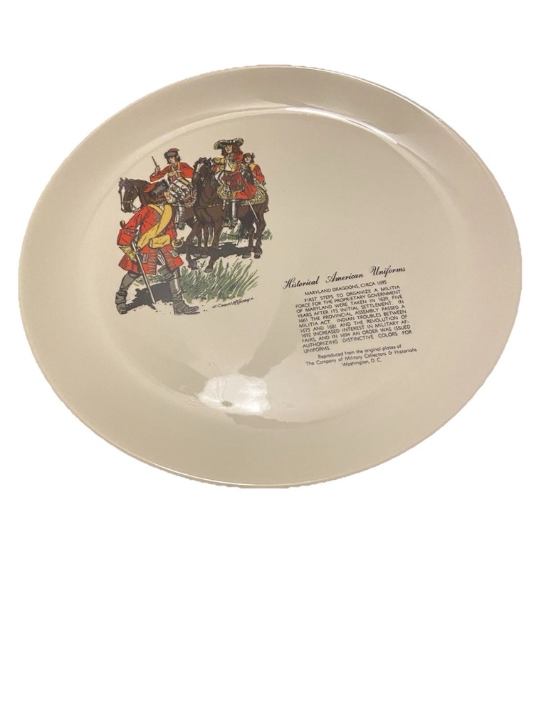 Vintage 1950s WS George Pottery Historical Uniform Plate Maryland Dragoons