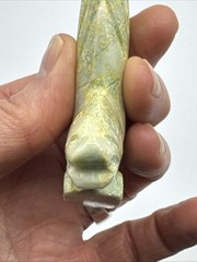 5 Vtg Hand Carved Green Moss Agate Jasper Stone Koi Fish Sculpture Decor 3″ tall
