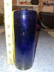 Vintage Hand Blown Cobalt Blue Glass Bud Flower Vase Cylindrical