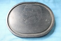 Vintage Oval Wooden Stand Base for Display Black Stain with Groove 9″ x 7″