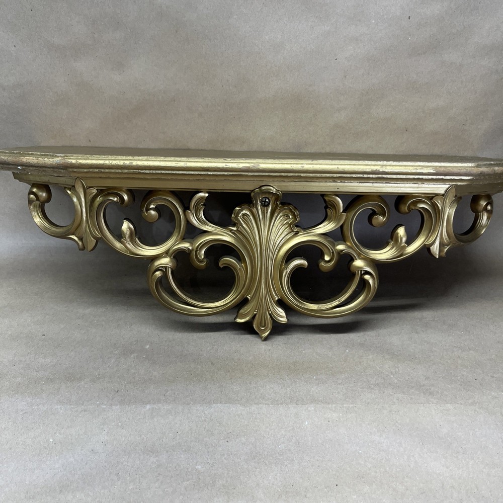 Vintage Syroco 1963 Bed Crown Wall Shelf Gold Ornate Hollywood Regency 21”