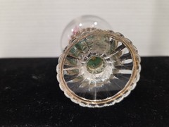 Vintage Franklin Mint Crystal Egg Pink Flower Gold Trim Etched Glass