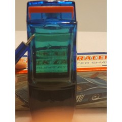 VTG Avon Stock Race Car Decanter 90% Collectible vanity Blue Glass Bottle w/ Box