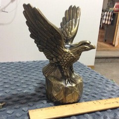 Large 7″ Bronze (?) Eagle Trophy Figure Statue Sculpture Cast Metal Display