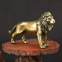 Brass Lion Figurine Statue House Office Table Decoration Animal Figurines Toys #