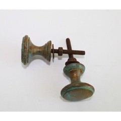 Antique Brass Draw Knobs Pulls Set of 2 Patina Verdigris