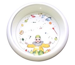 Suisse Langenthal Child’s Bowl-Girl Clown Juggling-Folk Art Switzerland 6.75″