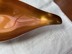 Wallace 9022 Vintage Orange Enamel Over Silverplate Candy Nut Dish Genie Design