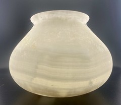 VTG MCM Handcarved Egyptian Translucent Alabaster Stone Pot / Bowl