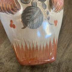 Vintage Tonala Pottery Hand Painted Duck Mexico Folk Art Large