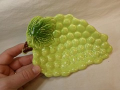Vintage Ceramic Art Pottery Grape Cluster Trinket Dish ~ Made in Brazil