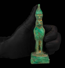 Ancient Egyptian God Horus Falcon Statue Crown of Egypt Pharaonic Stone Deity BC